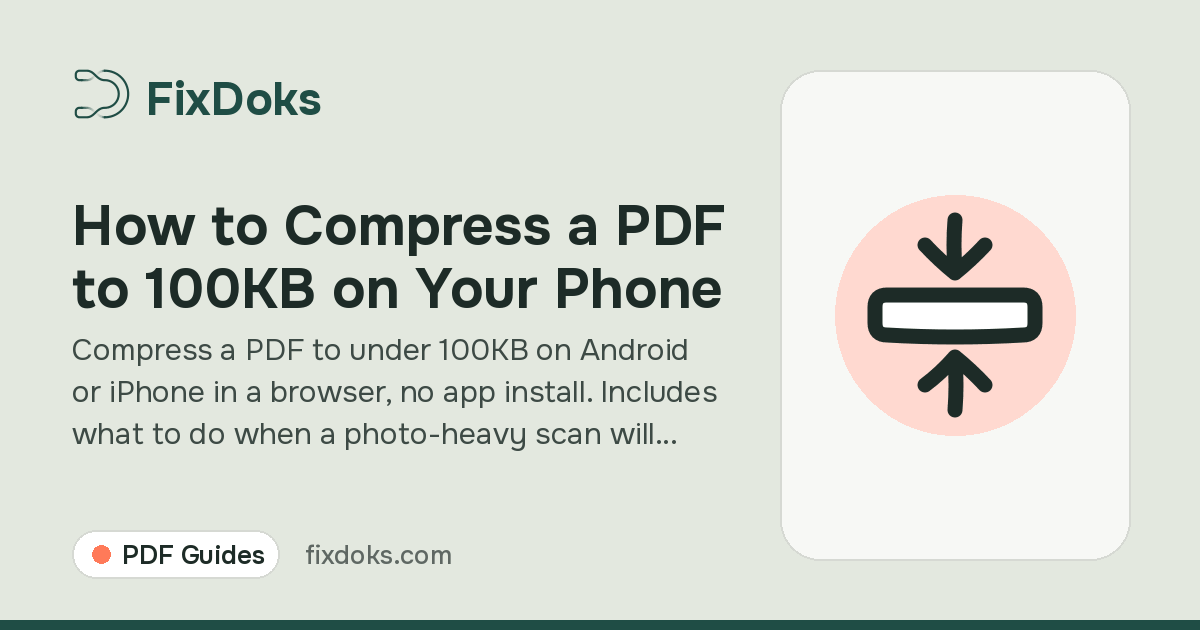 A smartphone screen showing a PDF compression tool with a file size result.