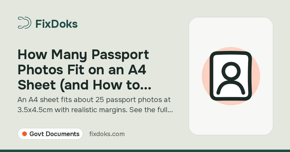 A printed A4 sheet with a grid of passport size photos being cut with scissors.